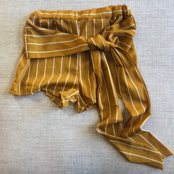 Pants - striped mustard shorts